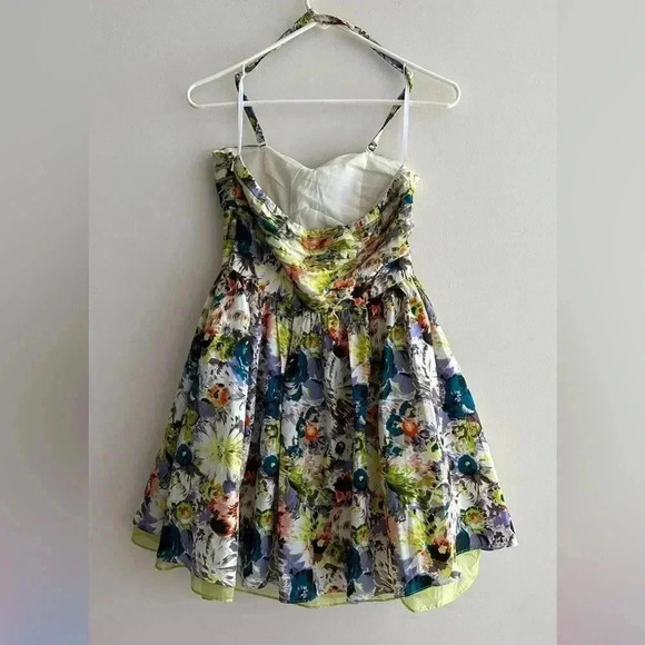 Minuet Floral Sweetheart Fit and Flare Dress, Blue/Green/Purple, Size Medium - Picture 12 of 16